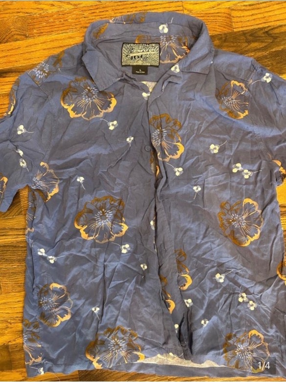 Brooklyn Cloth Blue Floral Short-Sleeve Button Down Shirt